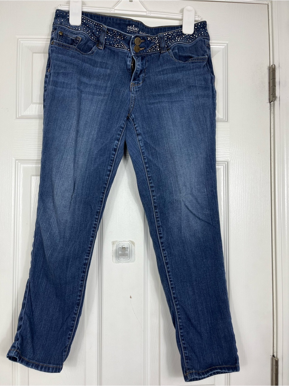 SoHo NY&C Boyfriend Jeans Size 10 Studded Waist Medium Wash Denim